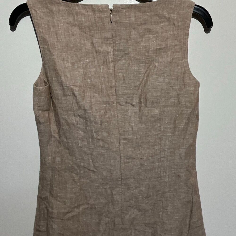 Madison Women's Brown Linen Sleeveless Tweed Lined Shift Mini Dress Size 4 - Picture 7 of 10